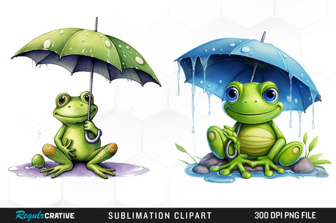 Frogs Watercolor Clipart Bundle Sublimation Regulrcrative 