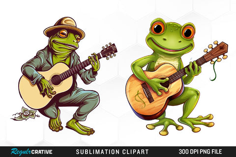 Frogs Watercolor Clipart Bundle Sublimation Regulrcrative 