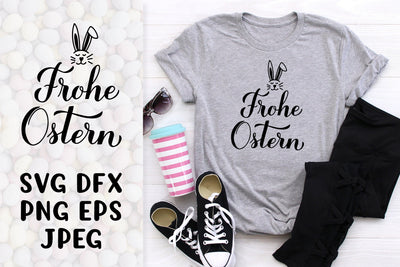 Frohe Ostern SVG. Happy Easter in German. Easter card SVG LaBelezoka 