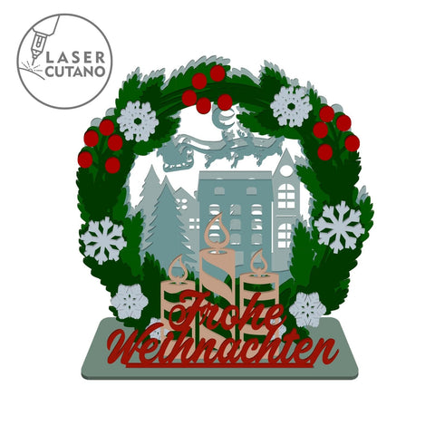 Frohe Weihnachten Multilayer Cut Templates, Christmas Decor, Laser Cut Files SVG LaserCutano 