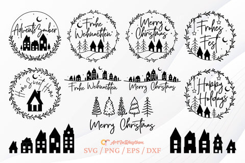Frohe Weihnachten Svg, Frohes Fest Svg, Christmas Svg, Christmas Wreath Svg SVG Artinrhythm shop 
