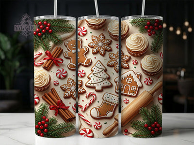 Frosted Gingerbread 20oz Tumbler, Frosted Gingerbread, Gingerbread Tumbler, Christmas Tumbler, 20oz Tumbler, Holiday Tumbler, Gingerbread Design, Tumbler Wrap Sublimation SvggirlplusArt 
