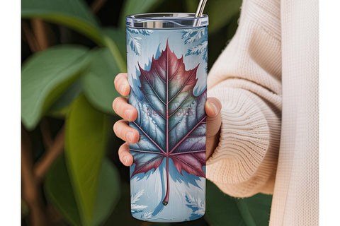 Frosted Maple Leaf 20oz Tumbler Wrap Sublimation DesignSVG 