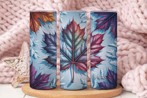 Frosted Maple Leaf 20oz Tumbler Wrap Sublimation DesignSVG 