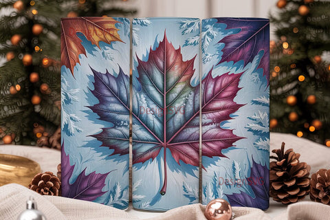 Frosted Maple Leaf 20oz Tumbler Wrap Sublimation DesignSVG 