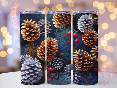 Frosted Pinecone Winter Tumbler, Winter Berry, Seasonal Wrap, Holiday Tumbler, Festive Pattern, 20oz Tumbler, Sublimation Print Sublimation SvggirlplusArt 