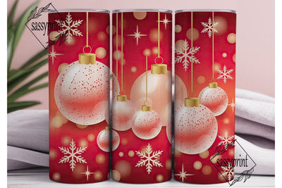 Frosted Red Ornaments 20oz Tumbler Wrap Sublimation sassyprint 