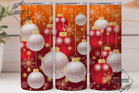Frosted Red Ornaments 20oz Tumbler Wrap Sublimation sassyprint 