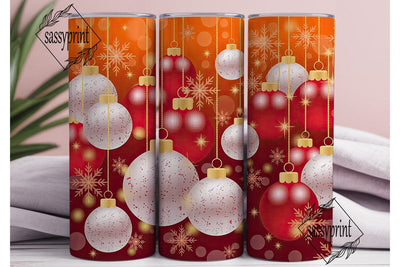 Frosted Red Ornaments 20oz Tumbler Wrap Sublimation sassyprint 