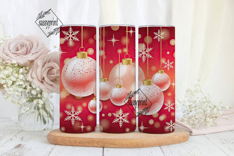 Frosted Red Ornaments 20oz Tumbler Wrap Sublimation sassyprint 