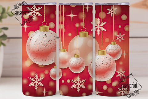 Frosted Red Ornaments 20oz Tumbler Wrap Sublimation sassyprint 