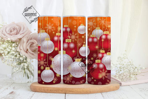 Frosted Red Ornaments 20oz Tumbler Wrap Sublimation sassyprint 