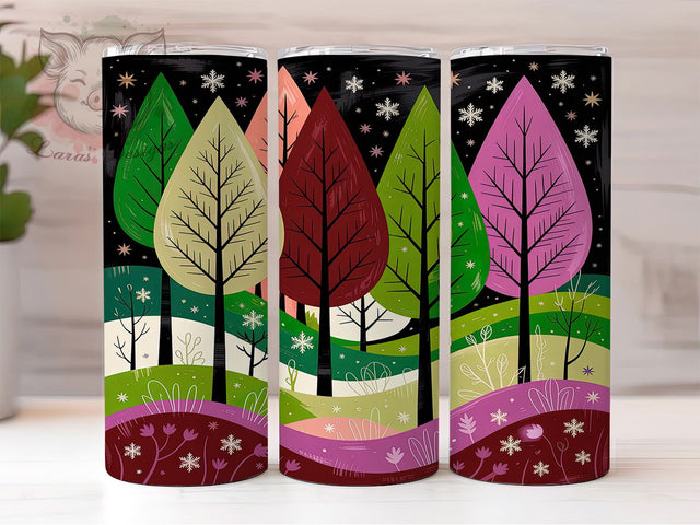 Frosty Christmas Forest Tumbler, Snowflake Winter Art, Forest Snowflake Tumbler, 20Oz Wrap Design, Winter Sublimation, Holiday Forest Theme, Frosty Christmas Pattern Sublimation Lara' s Designs 
