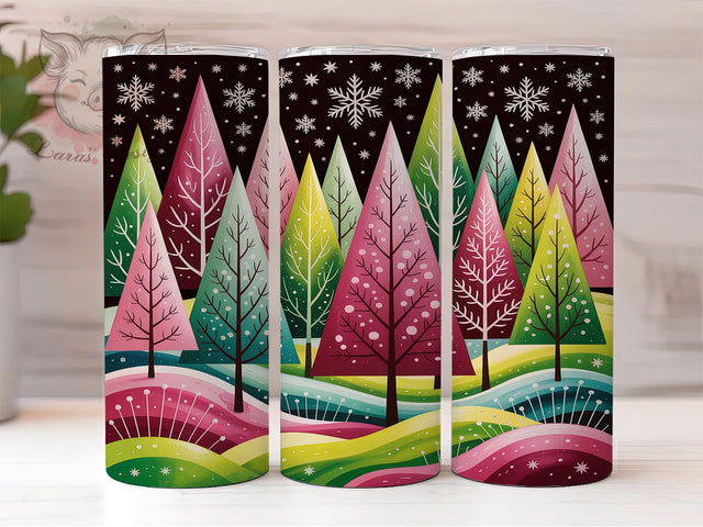 Frosty Christmas Forest Tumbler, Snowflake Winter Art, Forest Snowflake Tumbler, 20Oz Wrap Design, Winter Sublimation, Holiday Forest Theme, Frosty Christmas Pattern Sublimation Lara' s Designs 
