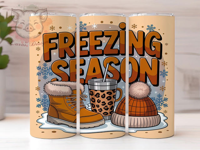 Frosty Freezing Winter Tumbler, Frosty Winter Design, Cold Season Tumbler, 20Oz Wrap Design, Winter Sublimation, Icy Snow Art, Chilly Winter Theme Sublimation Lara' s Designs 