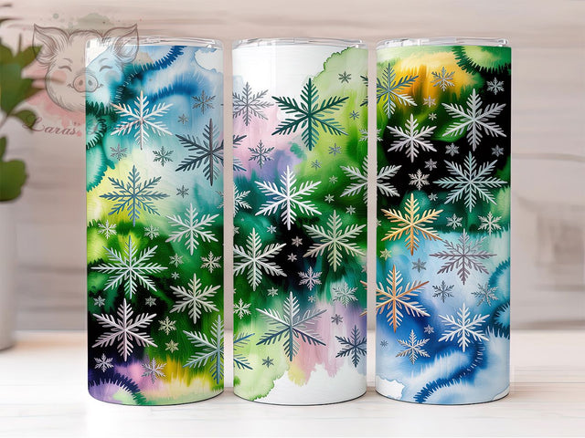 Frosty Snowflake Pattern Tumbler, Winter Snowflake Design, Frosty Pattern Tumbler, 20Oz Wrap Design, Snowflake Sublimation, Icy Winter Art, Cold Season Theme Sublimation Lara' s Designs 