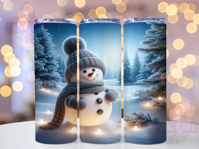 Frosty Snowman Winter Night Tumbler, Frosty Snowman Sublimation Design, Cozy Winter Art, 20oz Holiday Tumbler, Whimsical Snowman Mug, Stylish Winter Cup, Elegant Snow Night Wrap Sublimation SvggirlplusArt 