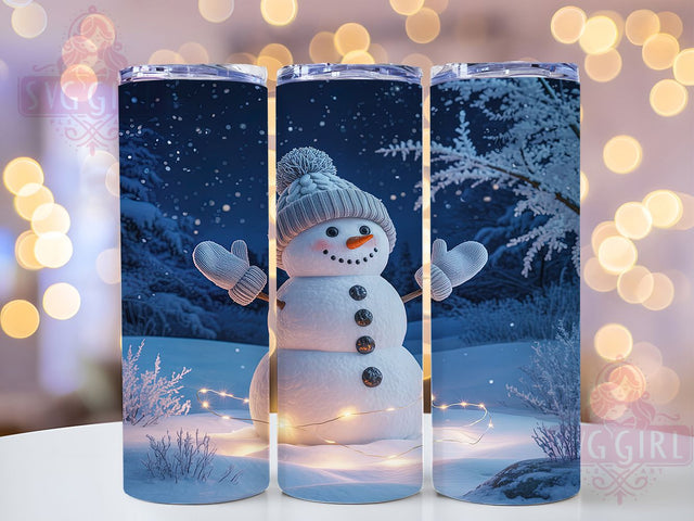 Frosty Snowman Winter Night Tumbler, Frosty Snowman Sublimation Design, Cozy Winter Art, 20oz Holiday Tumbler, Whimsical Snowman Mug, Stylish Winter Cup, Elegant Snow Night Wrap Sublimation SvggirlplusArt 