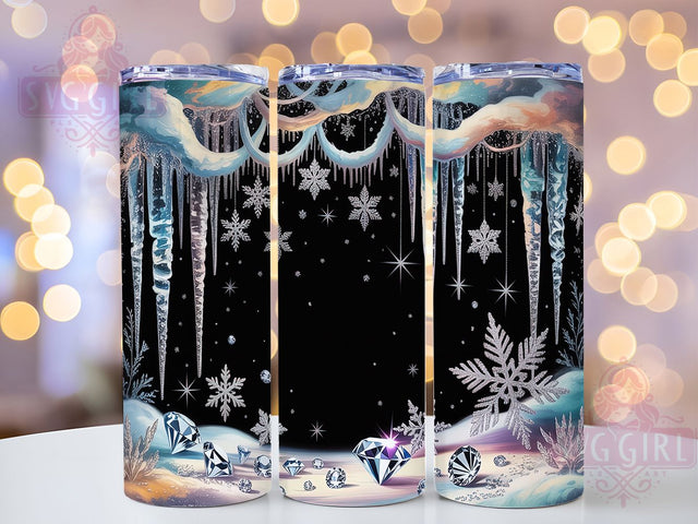 Frosty Winter Snowflake Tumbler, Frosty Snowflake Wrap, Cozy Winter Mug Design, Sublimation Wrap, Icy Drinkware, Winter Gift Idea, Sparkly Snowflake Cup Sublimation SvggirlplusArt 