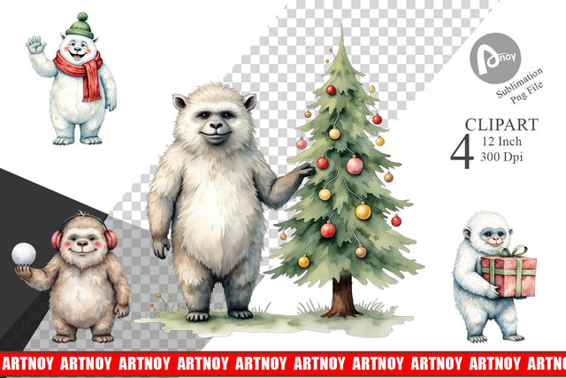 Frosty Yeti Friends Clipart Sublimation artnoy 