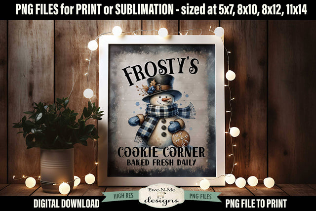Frostys Cookie Corner Sublimation Design | Vintage Sign PNG Sublimation Ewe-N-Me Designs 