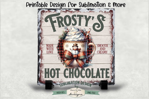 Frosty's Hot Chocolate Sublimation Design | Vintage Sign PNG Sublimation Ewe-N-Me Designs 