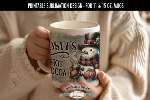 Frosty's Hot Cocoa Snowman 11 & 15 oz Mug Sublimation Design Sublimation Ewe-N-Me Designs 