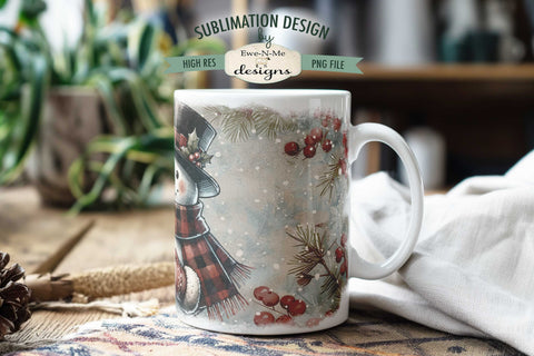 Frosty's Hot Cocoa Snowman 11 & 15 oz Mug Sublimation Design Sublimation Ewe-N-Me Designs 