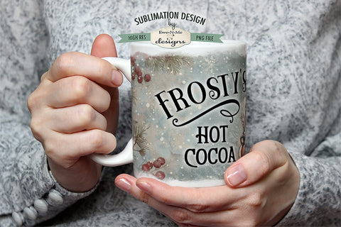 Frosty's Hot Cocoa Snowman 11 & 15 oz Mug Sublimation Design Sublimation Ewe-N-Me Designs 