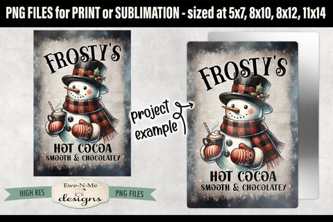 Frostys Hot Cocoa Sublimation Design | Vintage Sign PNG Sublimation Ewe-N-Me Designs 