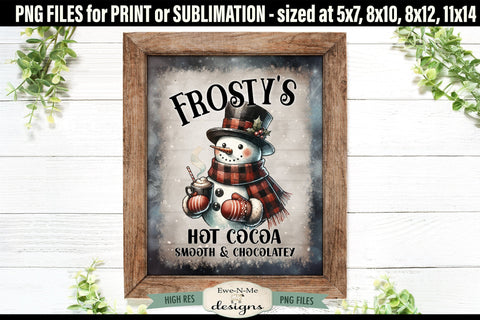 Frostys Hot Cocoa Sublimation Design | Vintage Sign PNG Sublimation Ewe-N-Me Designs 