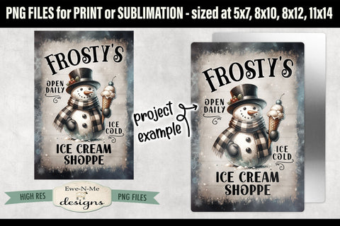 Frostys Ice Cream Shoppe Sublimation Design | Vintage Sign PNG Sublimation Ewe-N-Me Designs 