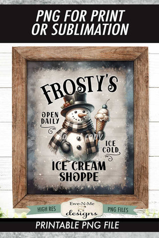Frostys Ice Cream Shoppe Sublimation Design | Vintage Sign PNG Sublimation Ewe-N-Me Designs 