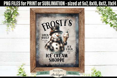 Frostys Ice Cream Shoppe Sublimation Design | Vintage Sign PNG Sublimation Ewe-N-Me Designs 
