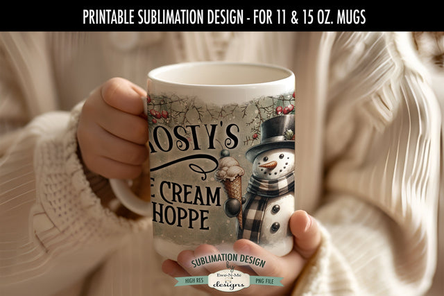 Frosty's Ice Cream Snowman 11 & 15 oz Mug Sublimation Design Sublimation Ewe-N-Me Designs 