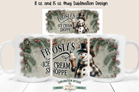 Frosty's Ice Cream Snowman 11 & 15 oz Mug Sublimation Design Sublimation Ewe-N-Me Designs 