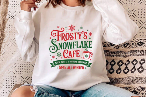 Frosty's Snowflake Cafe Hats Boots & Mittens Required Open All Winter SVG Angelina750 