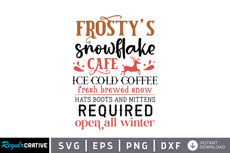 Frostys snowflake cafe ice cold coffee Svg design SVG Regulrcrative 