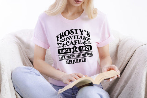Frostys snowflake cafe since 1921 hats boots and mittens required SVG Angelina750 