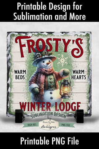 Frostys Winter Lodge Sublimation Design | Vintage Snowman PNG Sublimation Ewe-N-Me Designs 