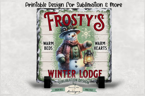 Frostys Winter Lodge Sublimation Design | Vintage Snowman PNG Sublimation Ewe-N-Me Designs 