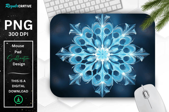 Frozen Ice Fractal Snowflakes Mouse Pad Sublimation Regulrcrative 