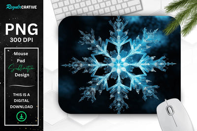 Frozen Ice Fractal Snowflakes Mouse Pad Sublimation Regulrcrative 