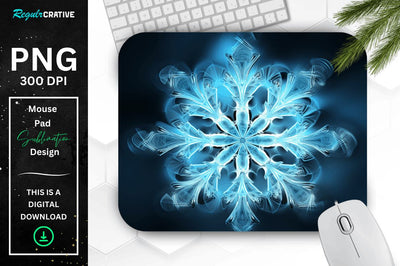 Frozen Ice Fractal Snowflakes Mouse Pad Sublimation Regulrcrative 