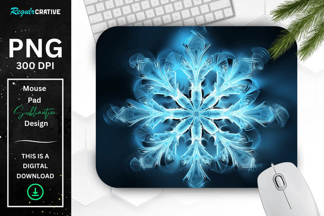 Frozen Ice Fractal Snowflakes Mouse Pad Sublimation Regulrcrative 