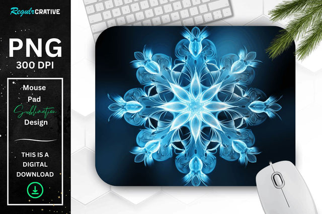 Frozen Ice Fractal Snowflakes Mouse Pad Sublimation Regulrcrative 