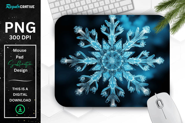 Frozen Ice Fractal Snowflakes Mouse Pad Sublimation Regulrcrative 