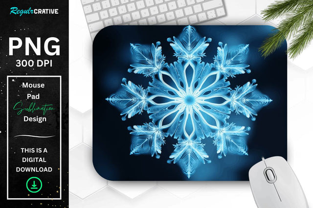 Frozen Ice Fractal Snowflakes Mouse Pad Sublimation Regulrcrative 