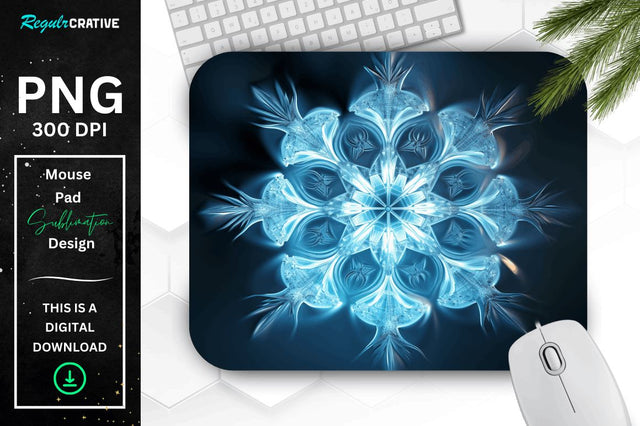 Frozen Ice Fractal Snowflakes Mouse Pad Sublimation Regulrcrative 