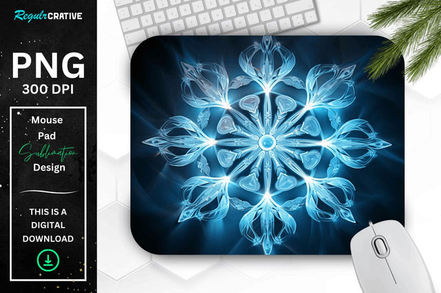 Frozen Ice Fractal Snowflakes Mouse Pad Sublimation Regulrcrative 